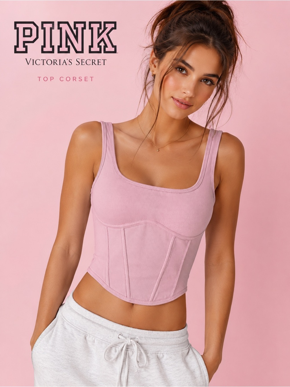 PINK by Victoria’s Secret Corset Tank Top – Soft Pink